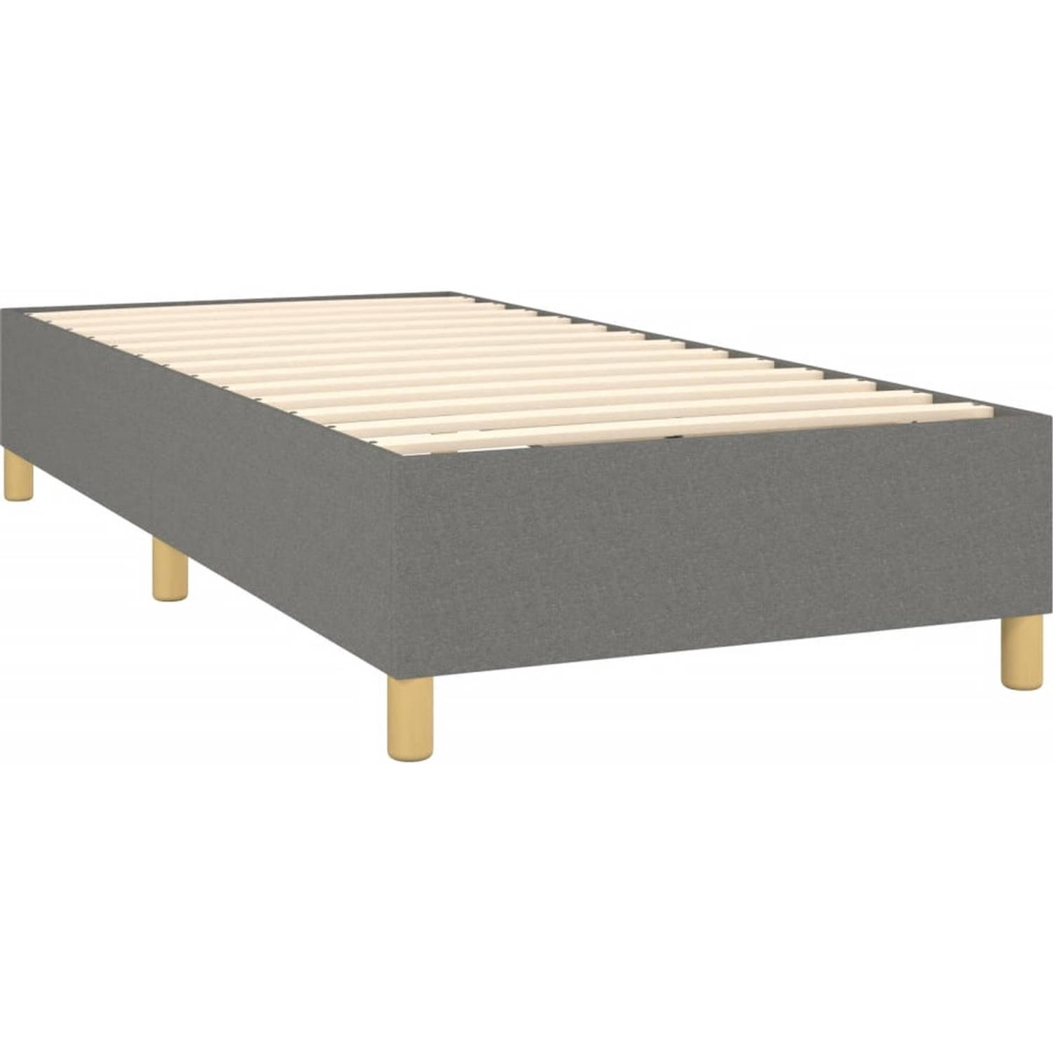 The Living Store Boxspringbed - Comfort - Bed - 203 x 83 x 118/128 cm - Donkergrijs - Stof - Pocketvering matras - 80
