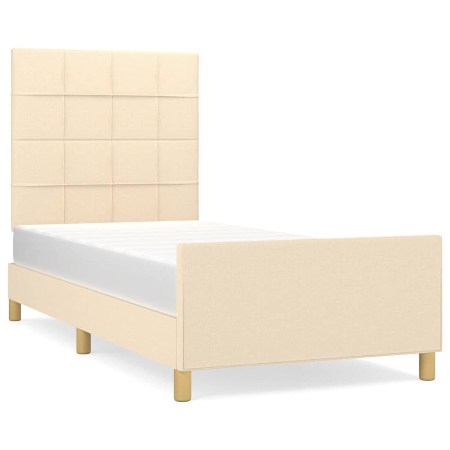 The Living Store Bedframe - 193 x 93 x 118/128 cm - Verstelbare Hoogte - Duurzaam Materiaal - Multiplex Lattenbodem - Comfortabele Ondersteuning