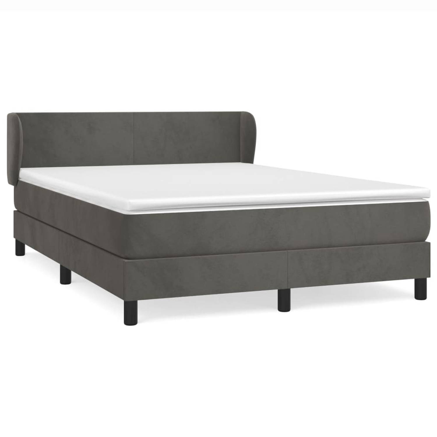 The Living Store Boxspringbed - Comfort - Bed - 203 x 147 x 78/88 cm - Donkergrijs fluweel