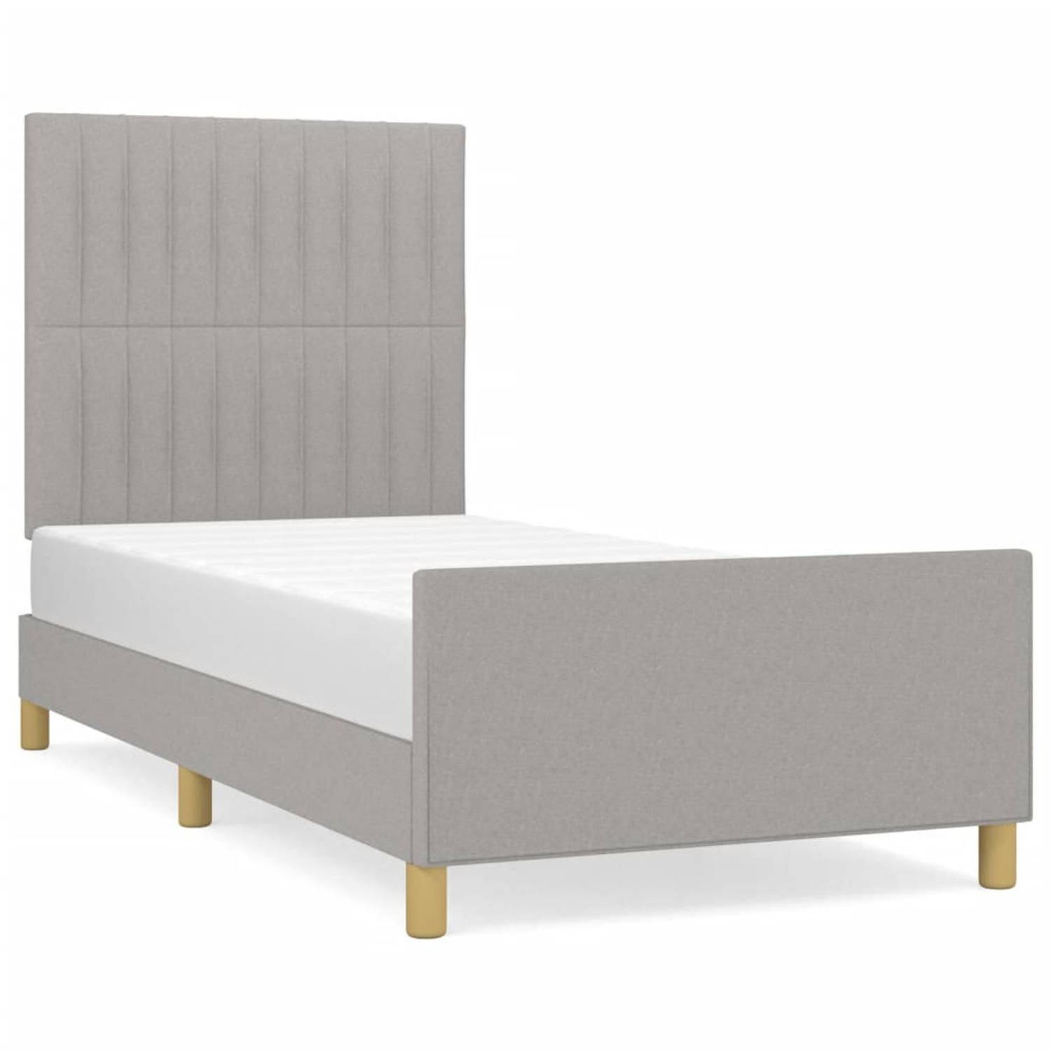 The Living Store Bedframe - Comfort - Bed - Afmetingen- 193 x 93 x 118/128 cm - Lichtgrijs - Duurzaam - Verstelbaar hoofdeinde - Ondersteunende poten - Multiplex lattenbodem - Comf