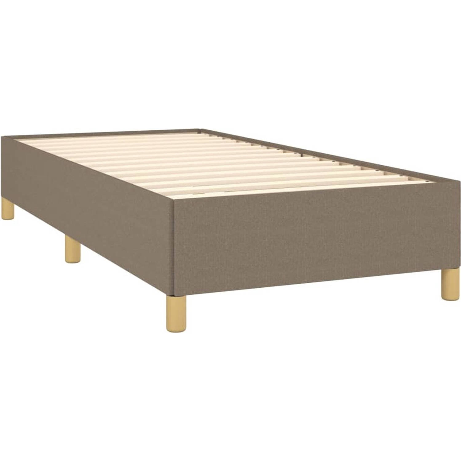 The Living Store Boxspringbed - Pocketvering - 80 x 200 cm - Taupe/White - Adjustable Headboard - Medium Support -