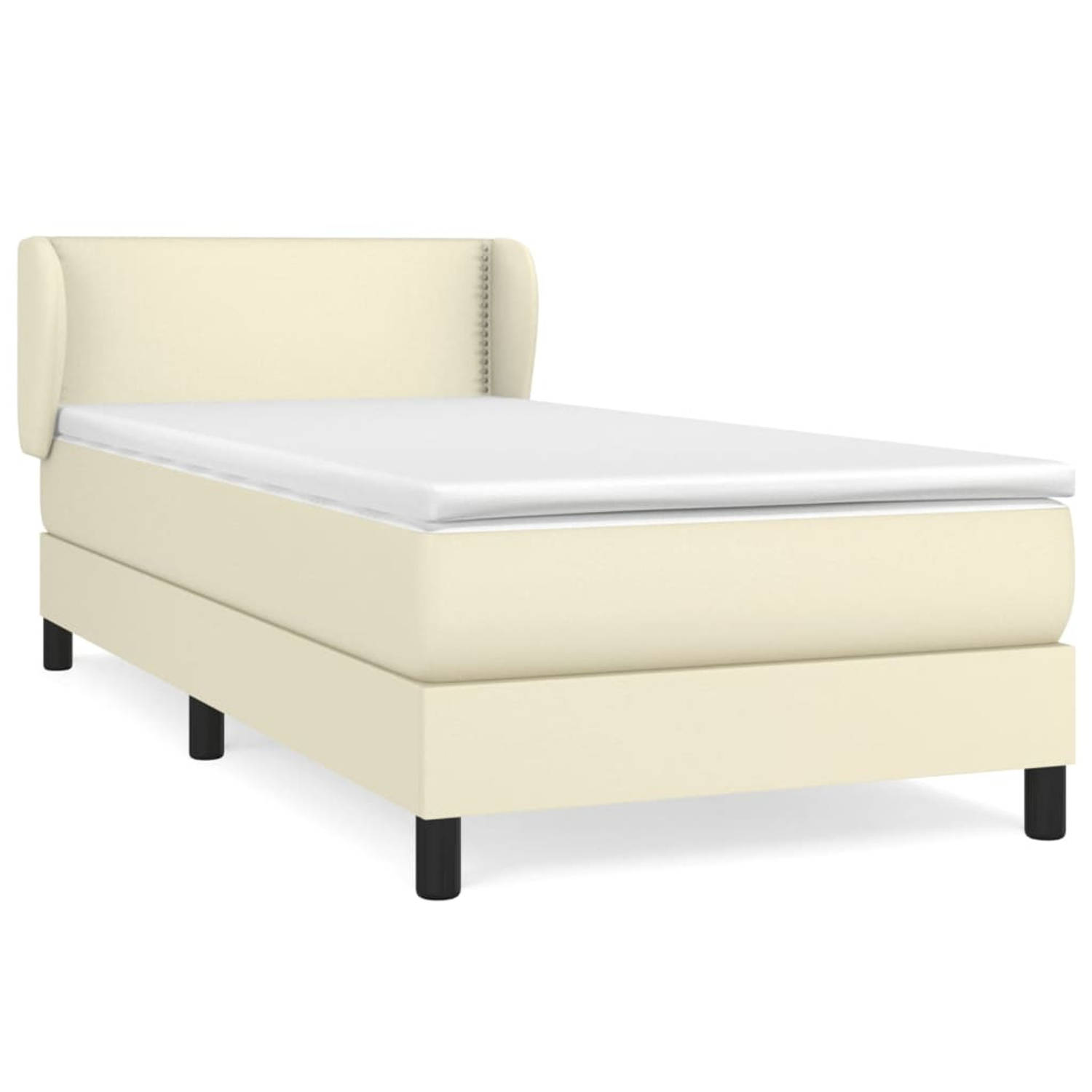 The Living Store Boxspring met matras kunstleer crèmekleurig 80x200 cm - Boxspring - Boxsprings - Bed - Slaapmeubel - Boxspringbed - Boxspring Bed - Tweepersoonsbed - Bed Met Matra