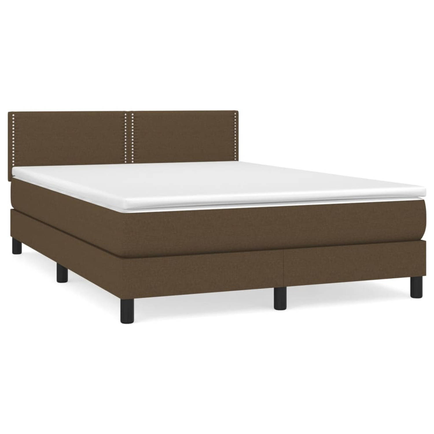 The Living Store Boxspring met matras stof donkerbruin 140x190 cm - Boxspring - Boxsprings - Bed - Slaapmeubel - Boxspringbed - Boxspring Bed - Tweepersoonsbed - Bed Met Matras - B