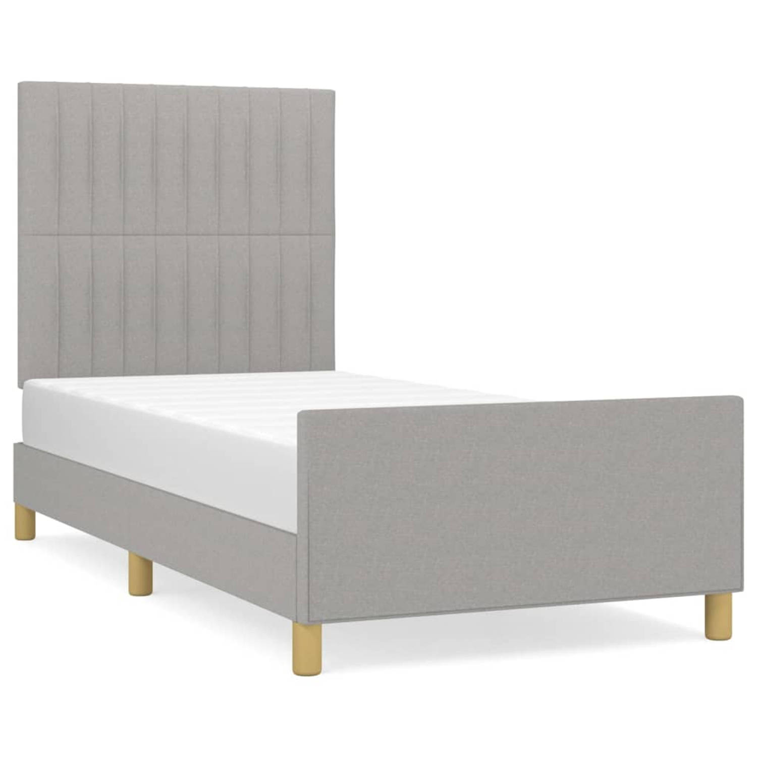 The Living Store Bedframe met hoofdeinde stof lichtgrijs 90x200 cm - Bedframe Met Hoofdeinde - Bedframes Met Hoofdeindes - Bed - Slaapmeubel - Ledikant - Bedbodem - Tweepersoonsbed