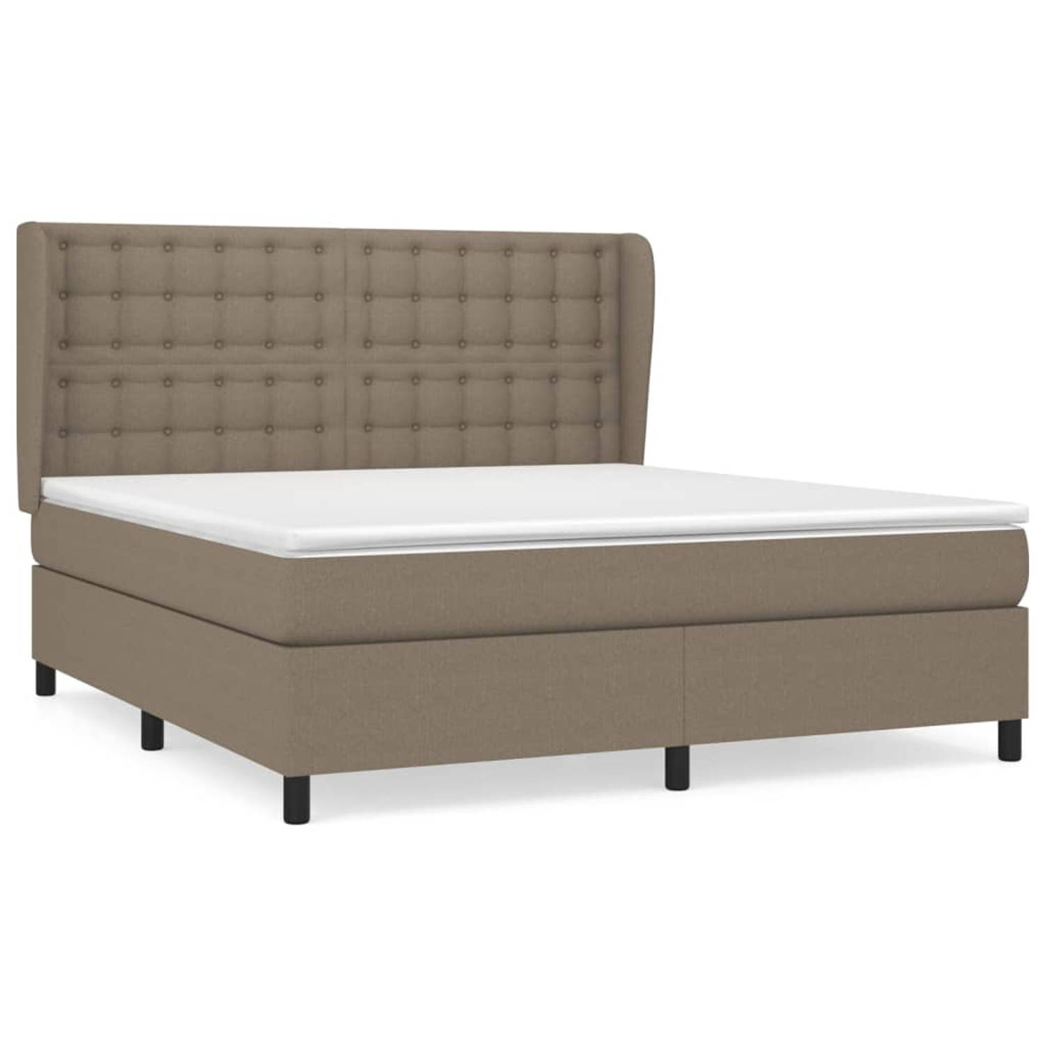 The Living Store Boxspringbed - taupe - 203 x 183 x 118/128 cm - pocketvering matras - middelharde ondersteuning -