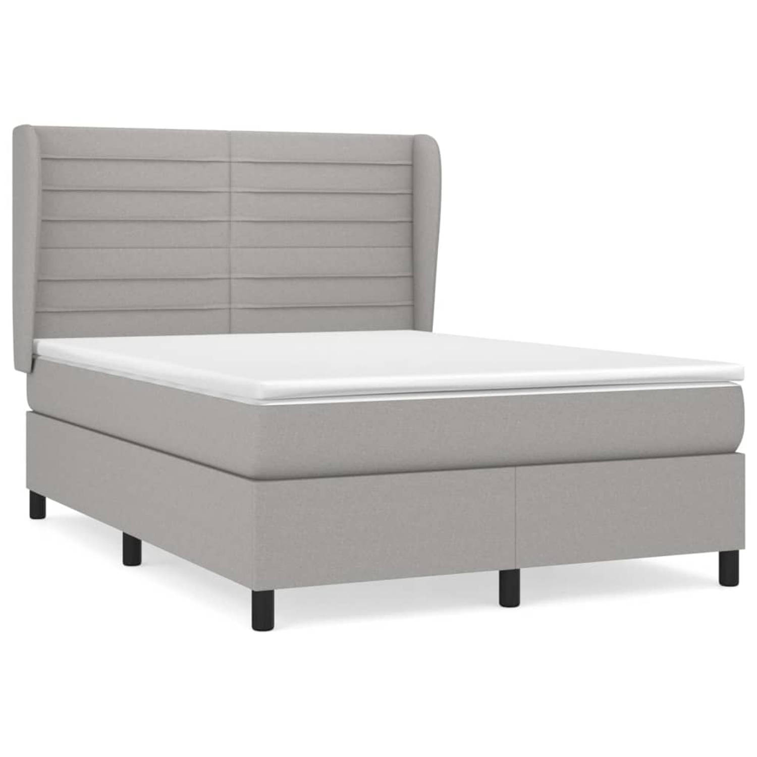 The Living Store Boxspring met matras stof lichtgrijs 140x200 cm - Boxspring - Boxsprings - Bed - Slaapmeubel - Boxspringbed - Boxspring Bed - Tweepersoonsbed - Bed Met Matras - Be