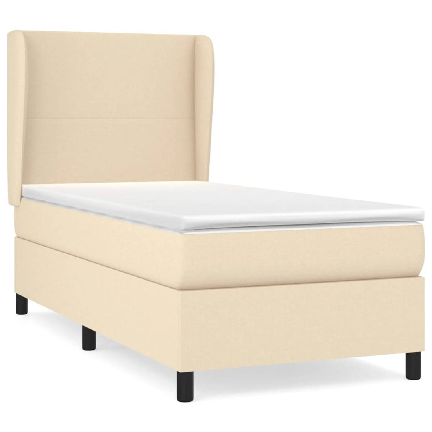 The Living Store Boxspring met matras stof crèmekleurig 80x200 cm - Boxspring - Boxsprings - Bed - Slaapmeubel - Boxspringbed - Boxspring Bed - Tweepersoonsbed - Bed Met Matras - B