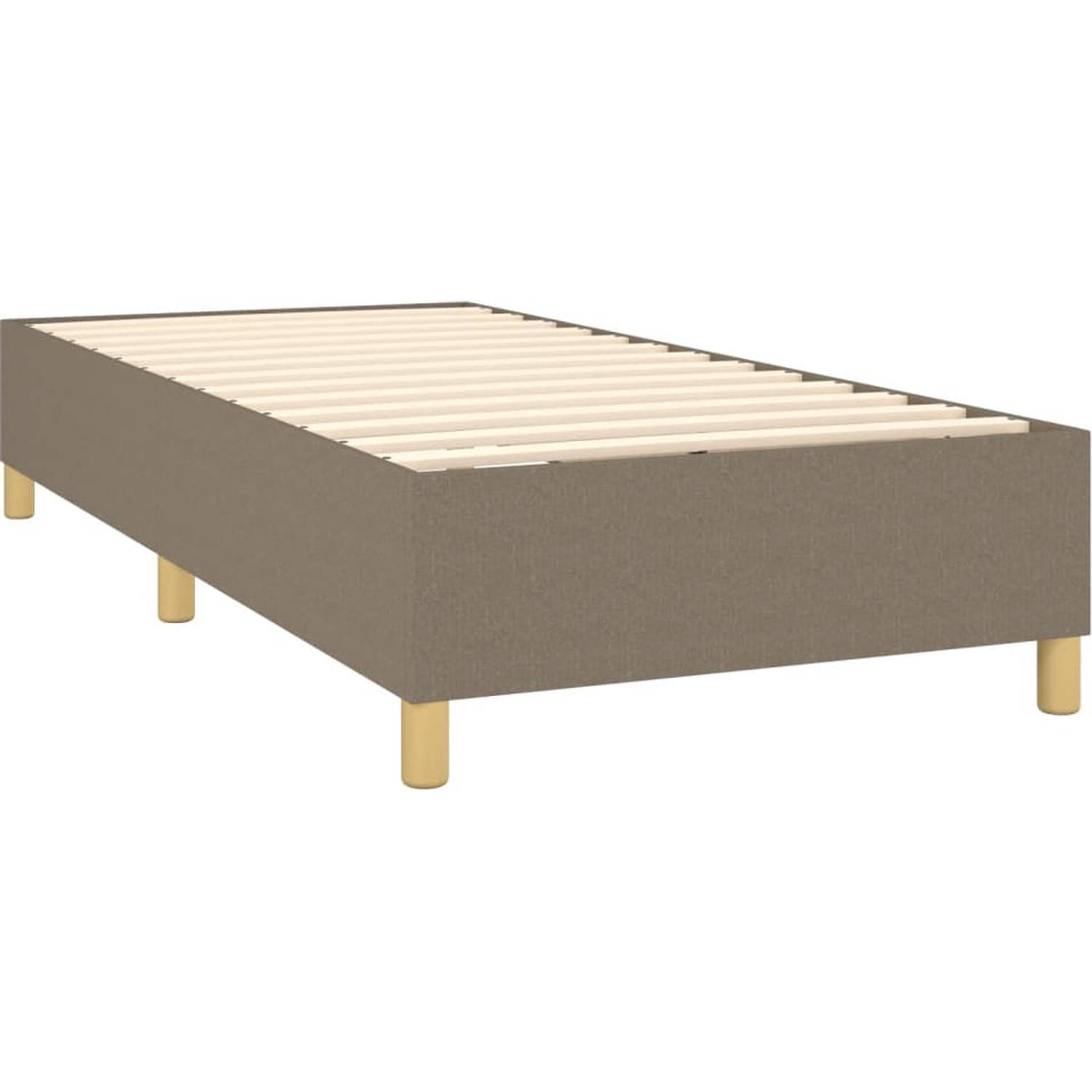 The Living Store Boxspring Bed - 203x83x118/128 cm - Taupe - Pocketvering Matras - LED-strip