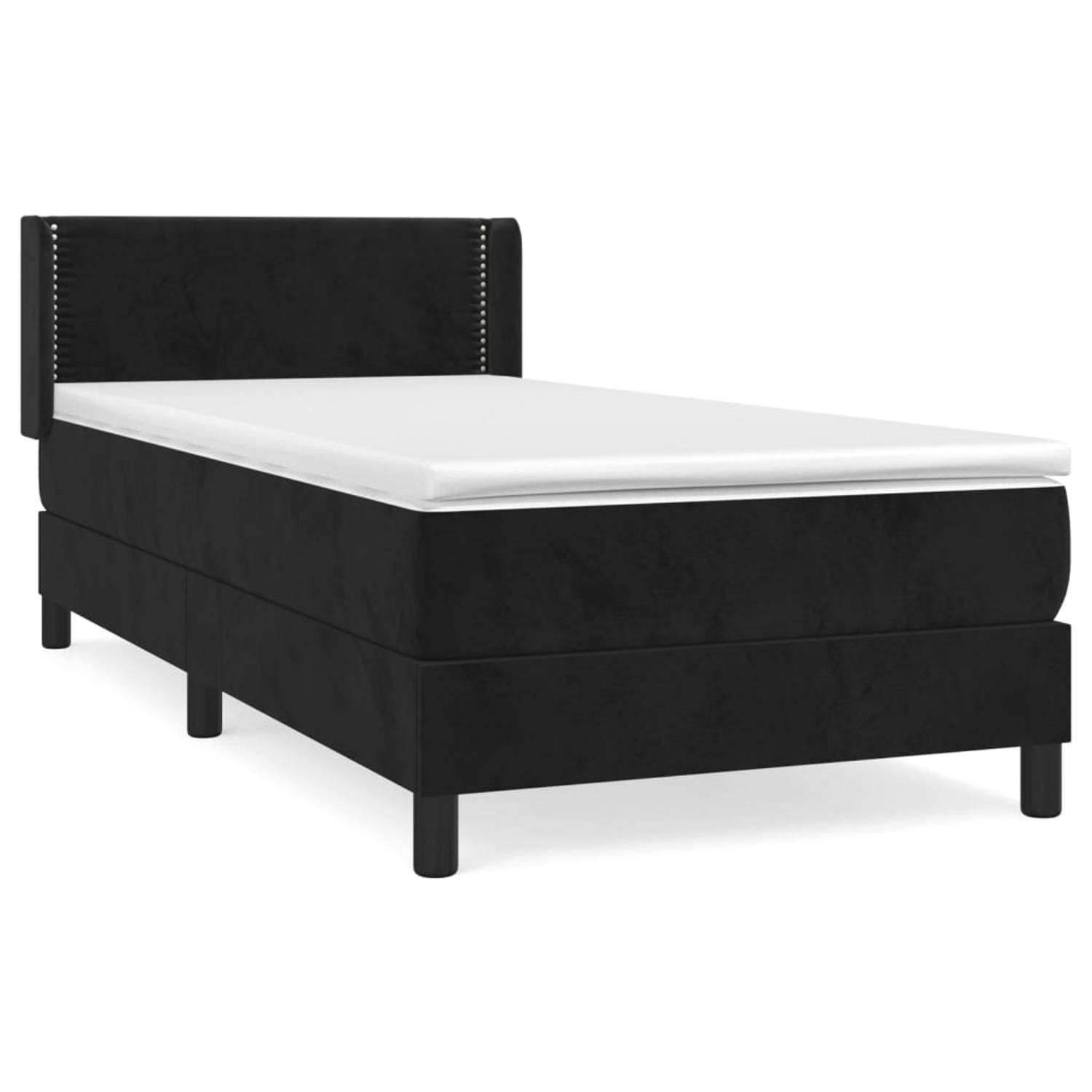 The Living Store Boxspringbed - Bed 203x83x78/88 cm met fluwelen bekleding - verstelbaar hoofdbord - pocketvering matras 80x200x20 cm en huidvriendelijk topmatras 80x200x5 cm - Kle