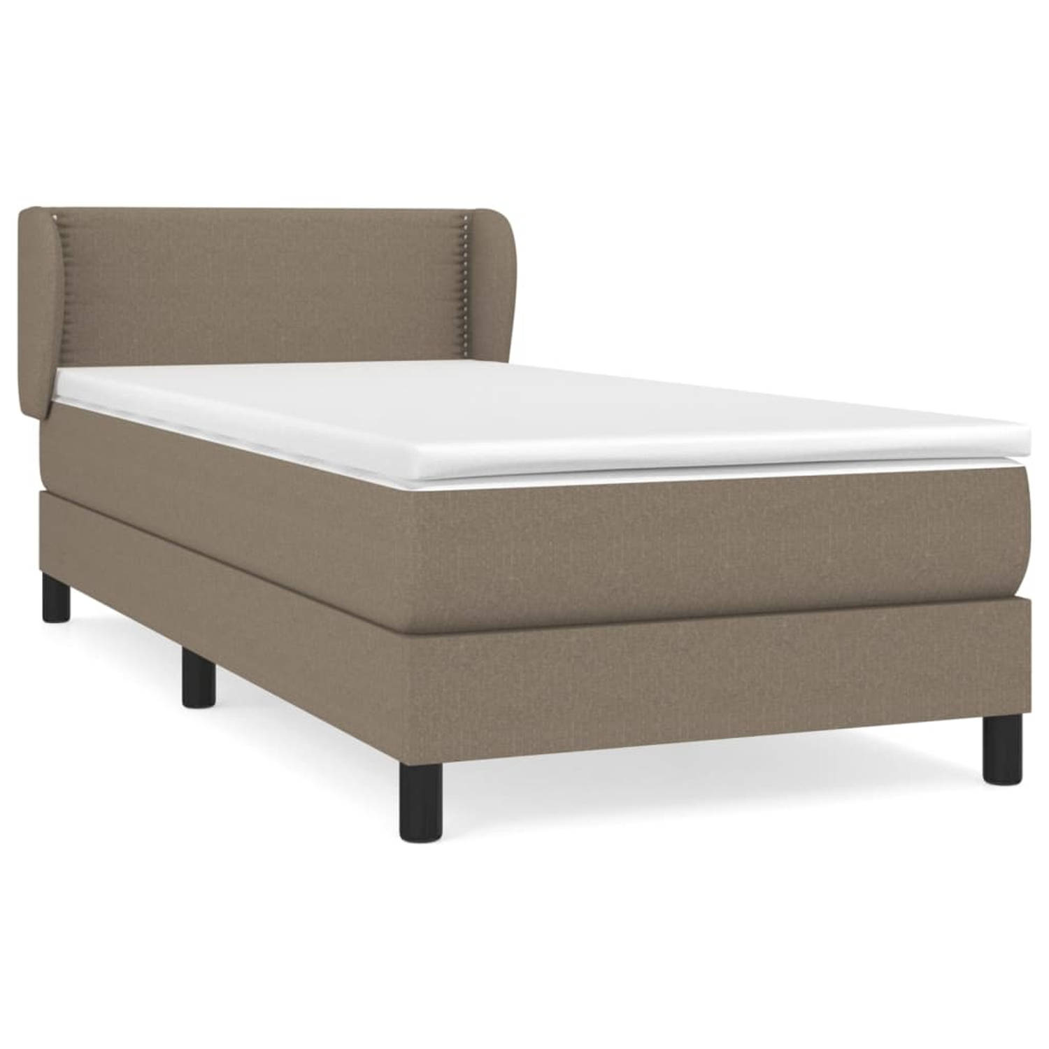 The Living Store Boxspringbed Pocketvering - 100x200 - Taupe - 100% polyester stof - verstelbaar hoofdbord - middelharde ondersteuning - huidvriendelijk topmatras