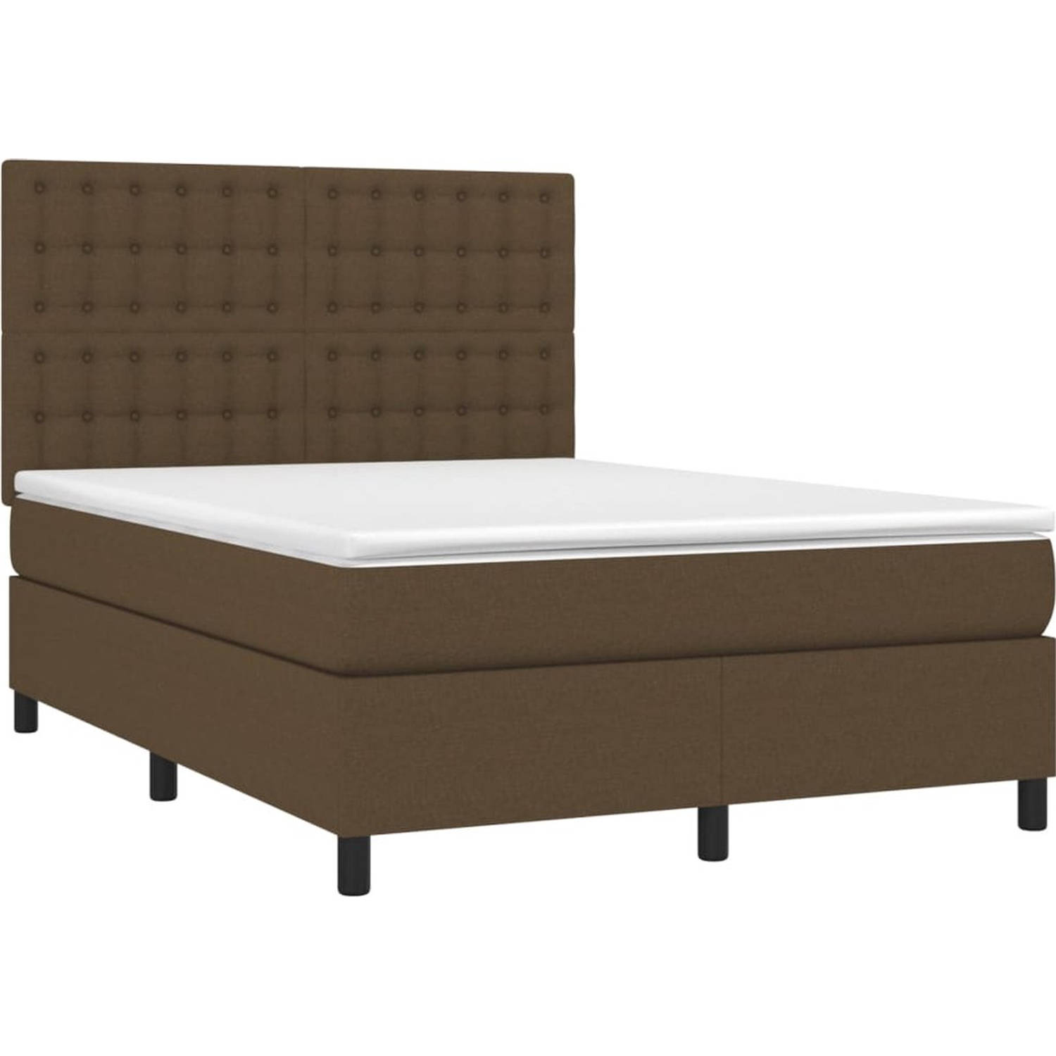 The Living Store Boxspring Dark Brown - 193x144 cm - Adjustable Headboard - Colorful LED Lighting - Pocket Spring Mattress - Skin-Friendly Topper - USB Connection
