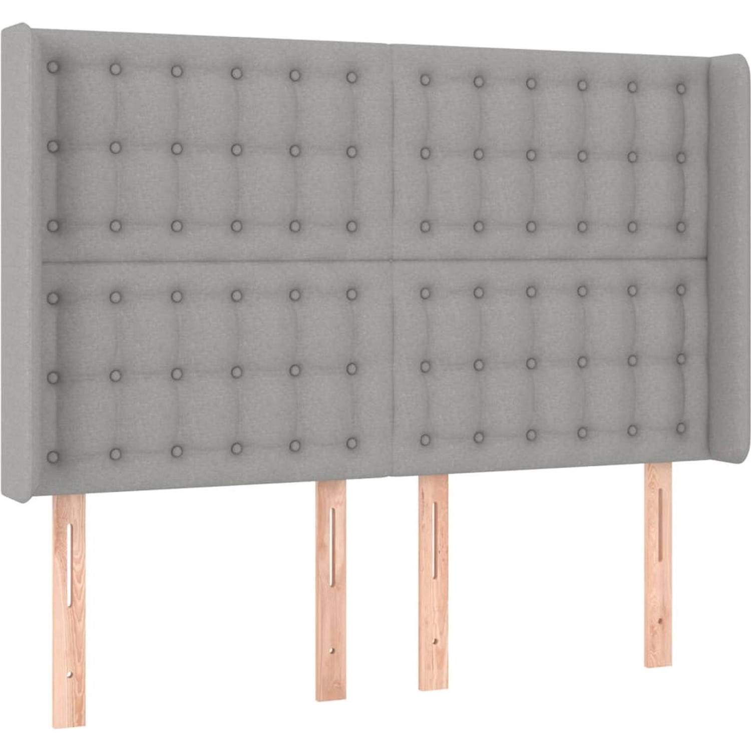 The Living Store Boxspring Bed - Lichtgrijs - 193 x 147 x 118/128 cm - Hoofdbord verstelbaar - Kleurrijke