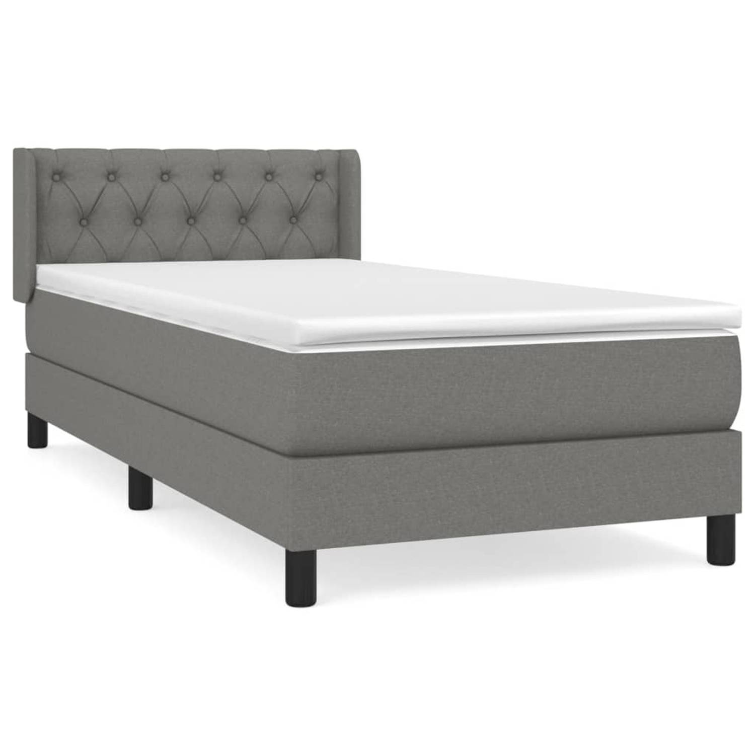 The Living Store Boxspring met matras stof donkergrijs 80x200 cm - Boxspring - Boxsprings - Bed - Slaapmeubel - Boxspringbed - Boxspring Bed - Tweepersoonsbed - Bed Met Matras - Be