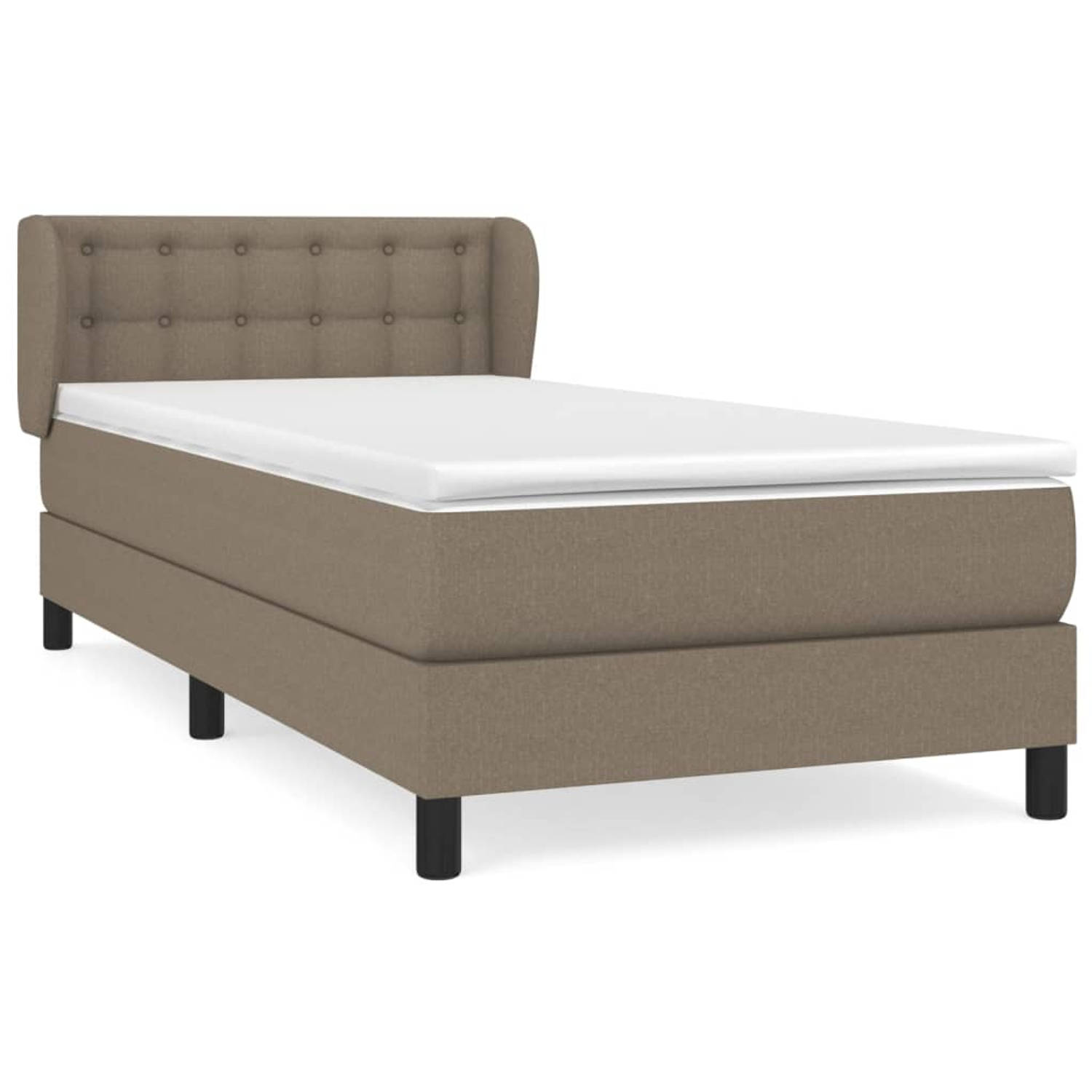The Living Store Boxspring met matras stof taupe 90x200 cm - Boxspring - Boxsprings - Bed - Slaapmeubel - Boxspringbed - Boxspring Bed - Tweepersoonsbed - Bed Met Matras - Bedframe