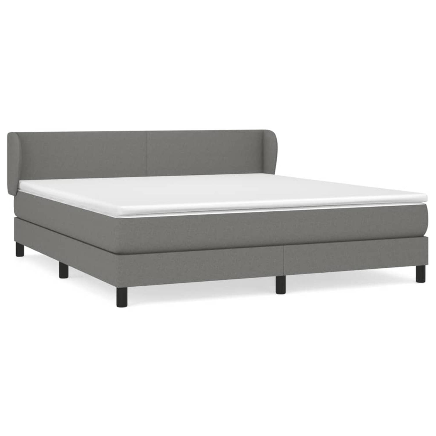 The Living Store Boxspring met matras stof donkergrijs 180x200 cm - Bed