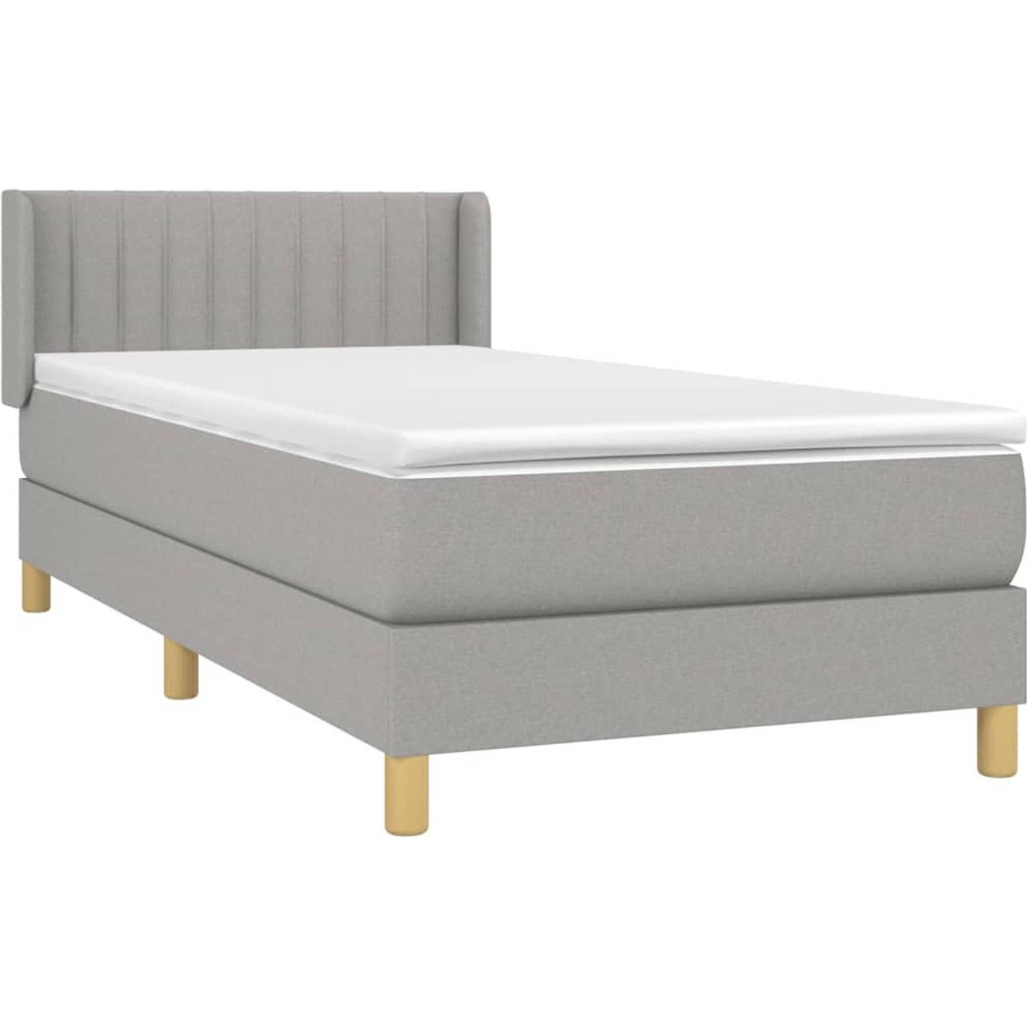 The Living Store Boxspringbed - Comfort - Bed - 203 x 83 x 78/88 cm - Lichtgrijs - Pocketvering matras - Middelharde ondersteuning - Huidvriendelijk topmatras - Inclusief montageha