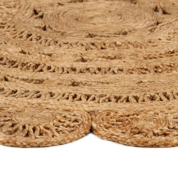 The Living Store Tapijt Jute - 120 cm Diameter - Handgemaakt - Natuurlijke Jute Toon