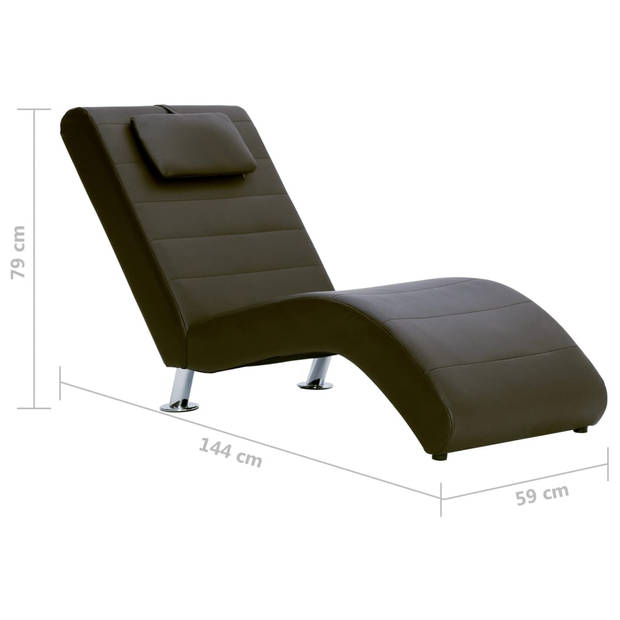 The Living Store Chaise longue - Bruin - 144 x 59 x 79 cm - Stevig en duurzaam