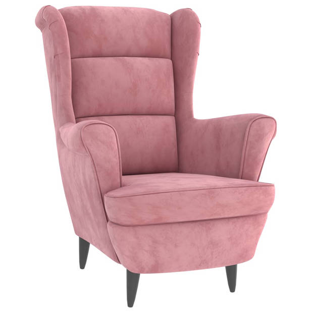 vidaXL Fauteuil met voetenbank fluweel roze