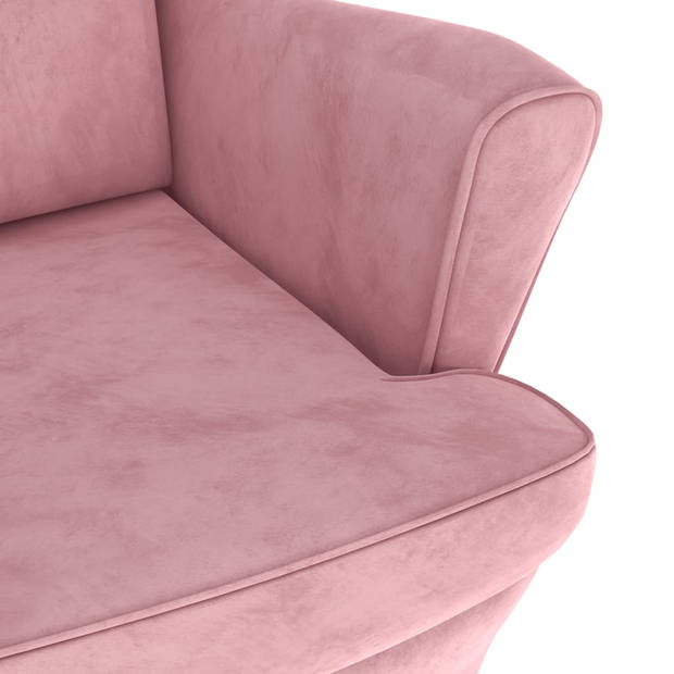 vidaXL Fauteuil met voetenbank fluweel roze