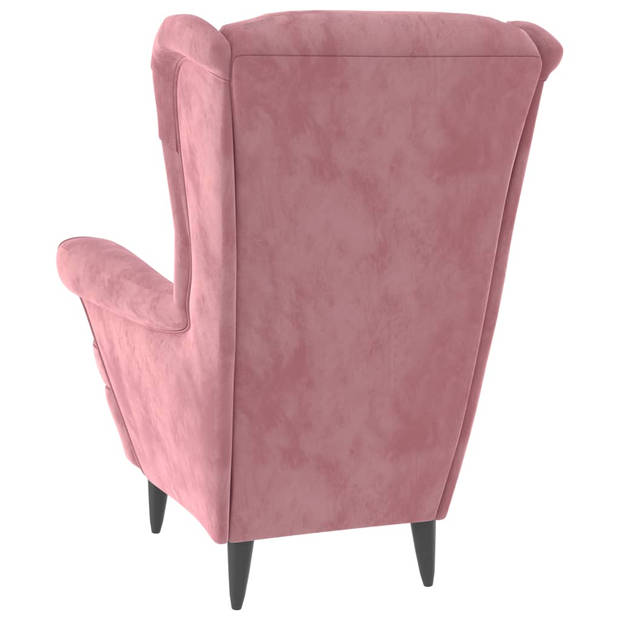 vidaXL Fauteuil met voetenbank fluweel roze