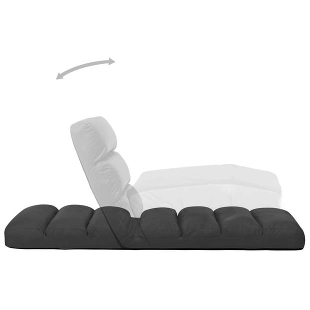 The Living Store Vloerstoel Loungebed - Kunstleer - 175x56x20 cm - Antraciet