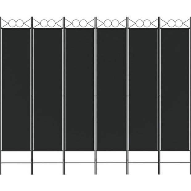 The Living Store Kamerscherm - Zwart - 240 x 200 cm - Inklapbaar - 6 panelen