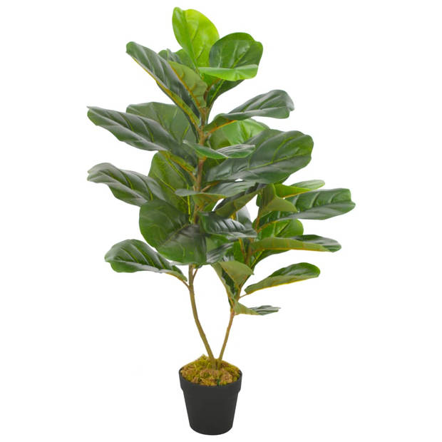 The Living Store Vioolbladplant Kunststof - 90 cm - 34 bladeren - groen en bruin