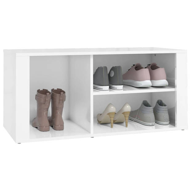 The Living Store Schoenenkast - Hoogglans Wit - 100 x 35 x 45 cm - Stevig materiaal