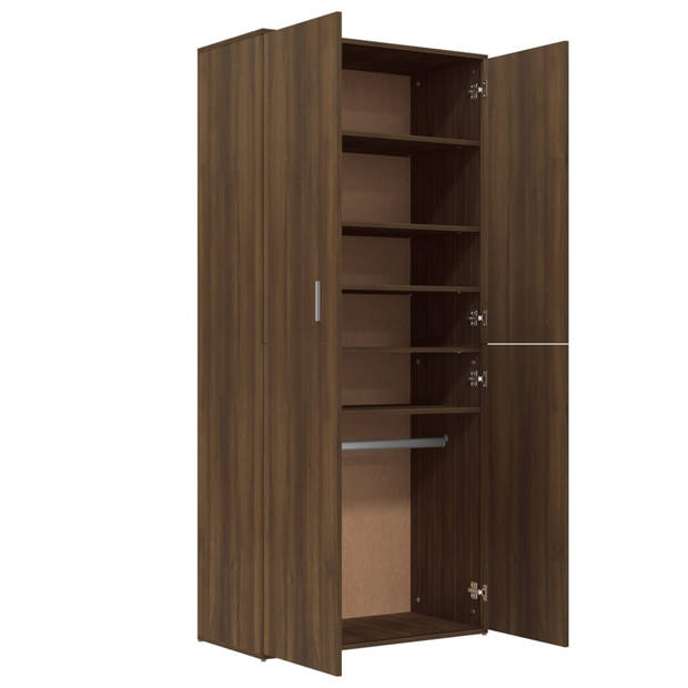 The Living Store Schoenenkast Bruineiken - 80x39x178 cm - 2 deuren - 6 vakken