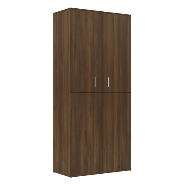 The Living Store Schoenenkast Bruineiken - 80x39x178 cm - 2 deuren - 6 vakken