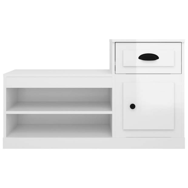 The Living Store Schoenenkast - Hoge en Lage kast - Hoogglans Wit - 100 x 42 x 60 cm (L x B x H)