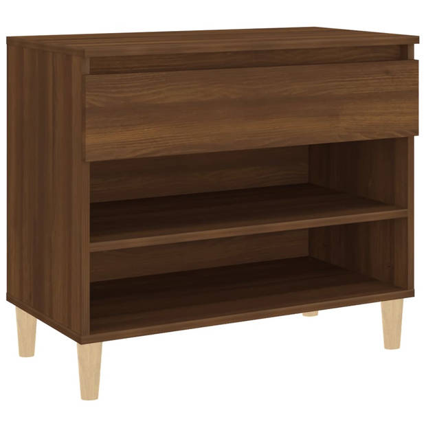 The Living Store Schoenenkast - Bruineiken - 70 x 36 x 60 cm - Bewerkt hout - Opbergruimte - Stabiel