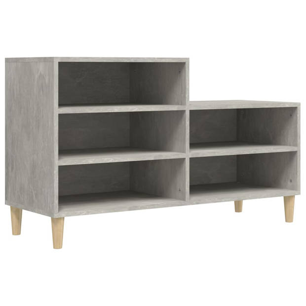 The Living Store Schoenenkast - Betongrijs - 102 x 36 x 60 cm - Duurzaam bewerkt hout en eucalyptushout