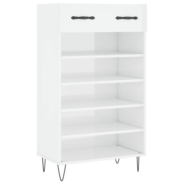 The Living Store Schoenenkast - Elegant - 60 x 35 x 105 cm - Hoogglans wit