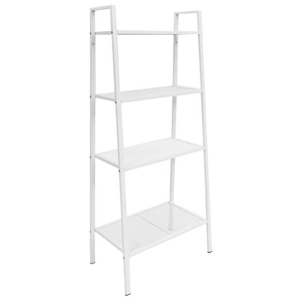 The Living Store Boekenrek - Compact Ladder Ontwerp - 62 x 35.5 x 148 cm - Wit