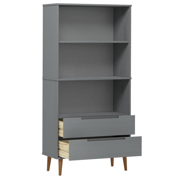 vidaXL Boekenkast MOLDE 85x35x170,5 cm massief grenenhout grijs