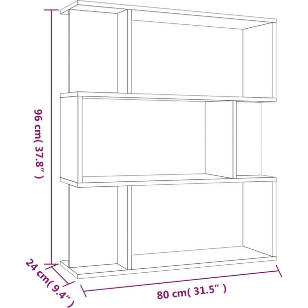 The Living Store Boekenkast - Gerookt eiken - 80 x 24 x 96 cm - Duurzaam - Veelzijdig - Eenvoudig schoon te maken -