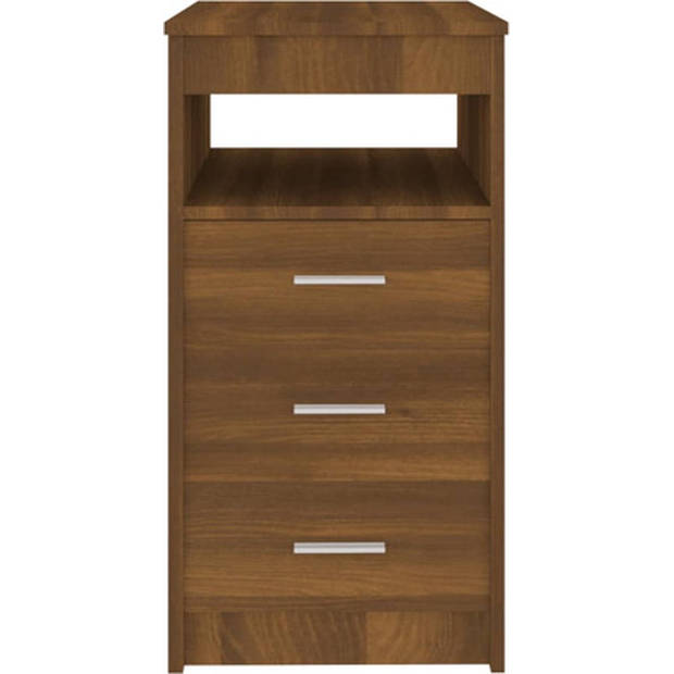 The Living Store Kast Compact - Bruineiken - 40x50x76cm - 3 lades en 1 bovenschap