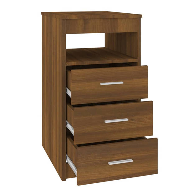 The Living Store Kast Compact - Bruineiken - 40x50x76cm - 3 lades en 1 bovenschap