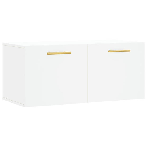 The Living Store Wandkast - White Wood - Meubel - 80 x 36.5 x 35 cm - Wit
