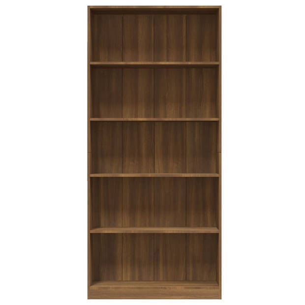 The Living Store Boekenkast - Bruineiken - 80 x 24 x 175 cm - 5-laags