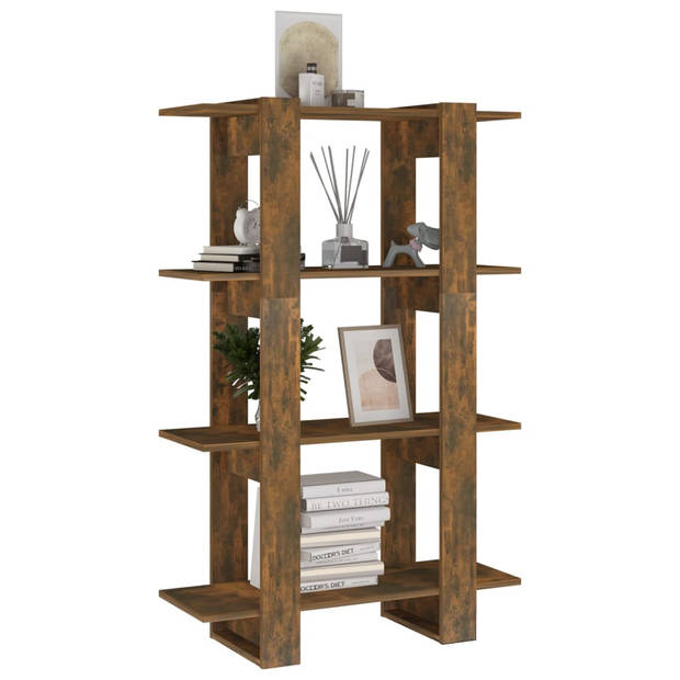 The Living Store Boekenkast Gerookt Eiken - 80 x 30 x 123.5 cm - Kast/Scheidingswand - Montage vereist - Wandmontage