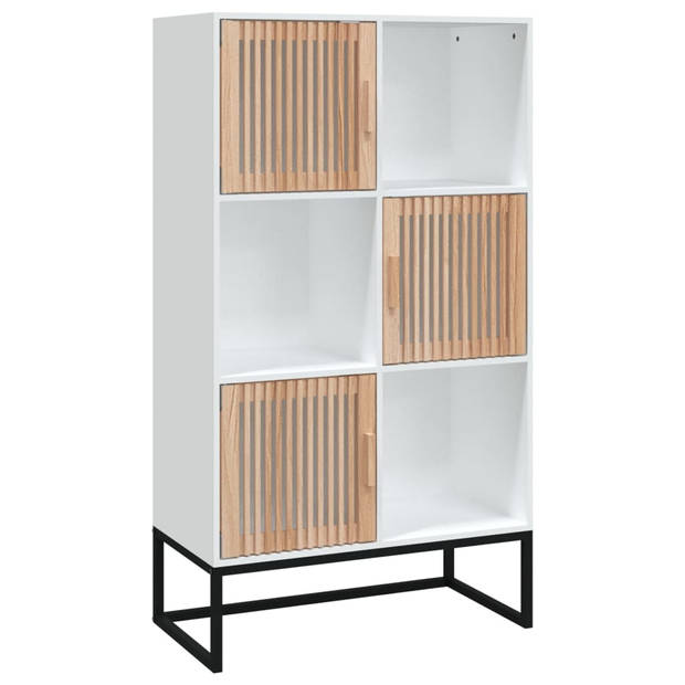 The Living Store Hoge kast - 70 x 35 x 125 cm - wit - bewerkt hout - grenenhout en ijzer