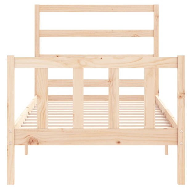 vidaXL Bedframe met hoofdbord massief hout 90x190 cm