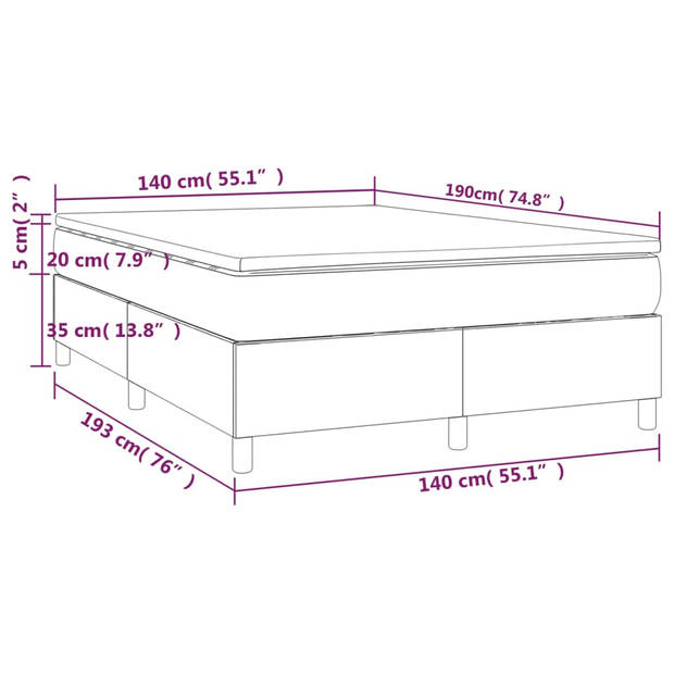 vidaXL Boxspring met matras stof taupe 140x190 cm