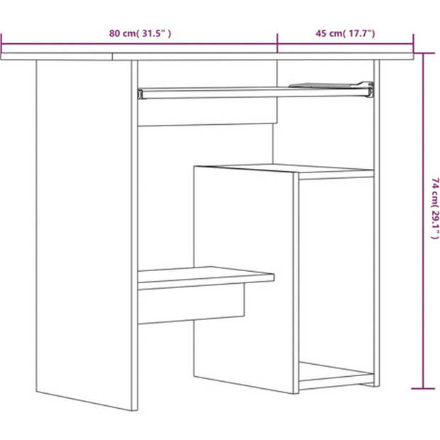 The Living Store Bureau Sonoma Eiken - 80 x 45 x 74 cm - Praktisch - Sterk en Stijlvol