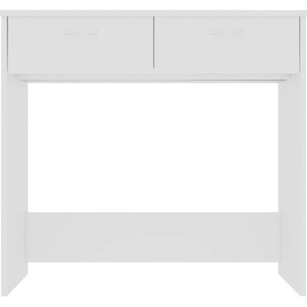 The Living Store Bureau Strakke Witte 80x40x75 cm Met 2 lades - Hoogwaardig bewerkt hout