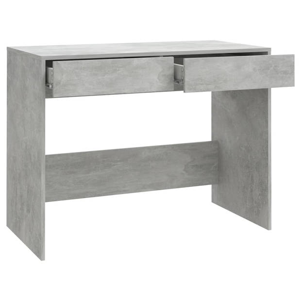 The Living Store Bureau X Betongrijs - 101x50x76.5 cm - Stevige en stabiele werktafel met 2 lades en gemakkelijk