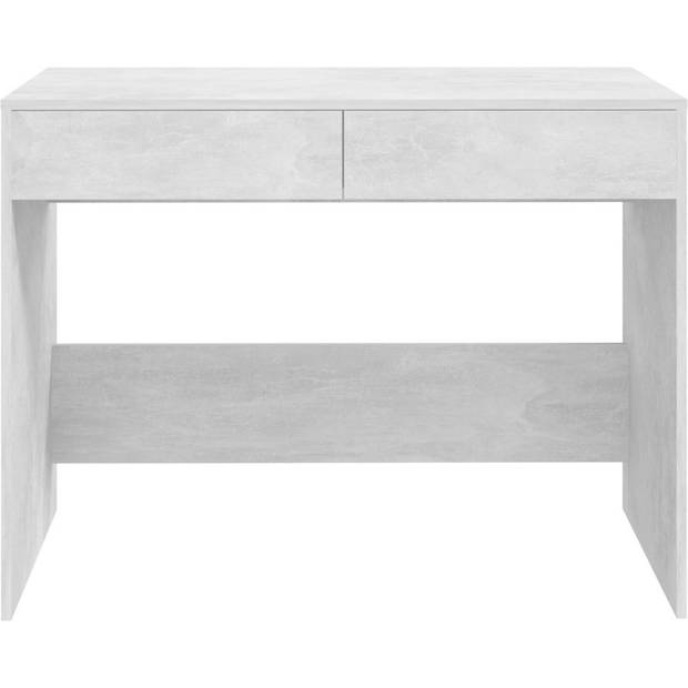 The Living Store Bureau X Betongrijs - 101x50x76.5 cm - Stevige en stabiele werktafel met 2 lades en gemakkelijk